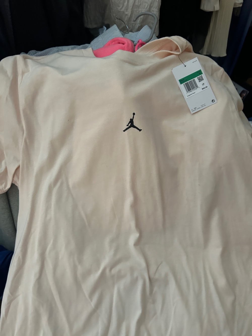 Jordan Crewneck Tee in Pale Peach with Black Jumpman